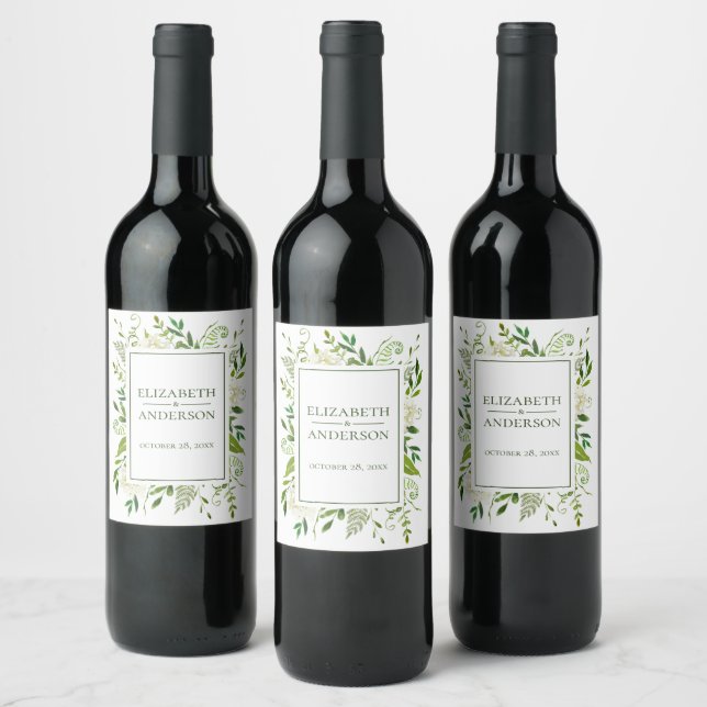 Étiquette Pour Bouteilles De Vin Hydrangeas Blancs Aquarelle Florale (Bouteilles)