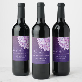 Étiquette Pour Bouteilles De Vin Hydrangeas du sud Mariage pourpre