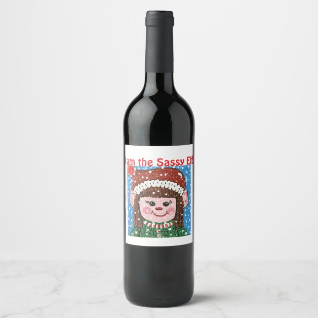 Étiquette Pour Bouteilles De Vin I am the Sassy Elf Wine Label (Devant)