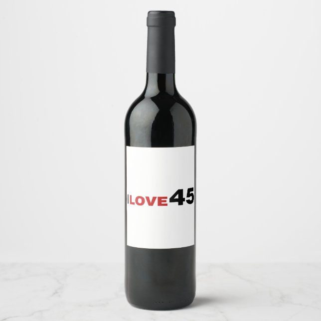 Étiquette Pour Bouteilles De Vin I Love 45 (Devant)