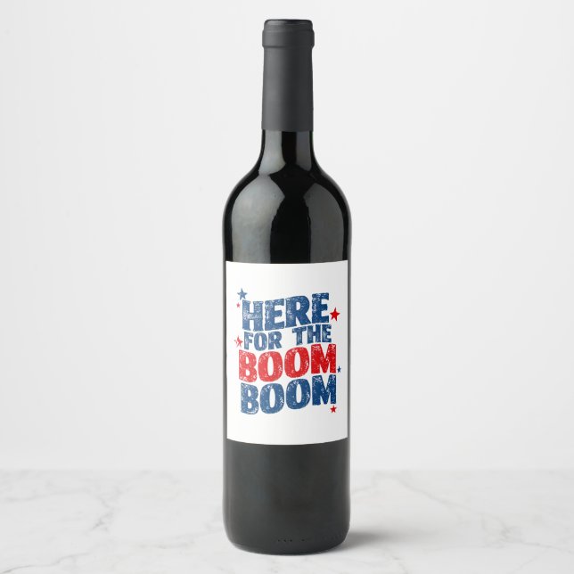 Étiquette Pour Bouteilles De Vin Ici pour le Boom 4 juillet Patriotic (Devant)