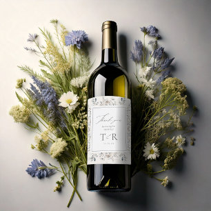 Étiquette Pour Bouteilles De Vin ID de Mariage frontalier Fleur sauvage spécifié110
