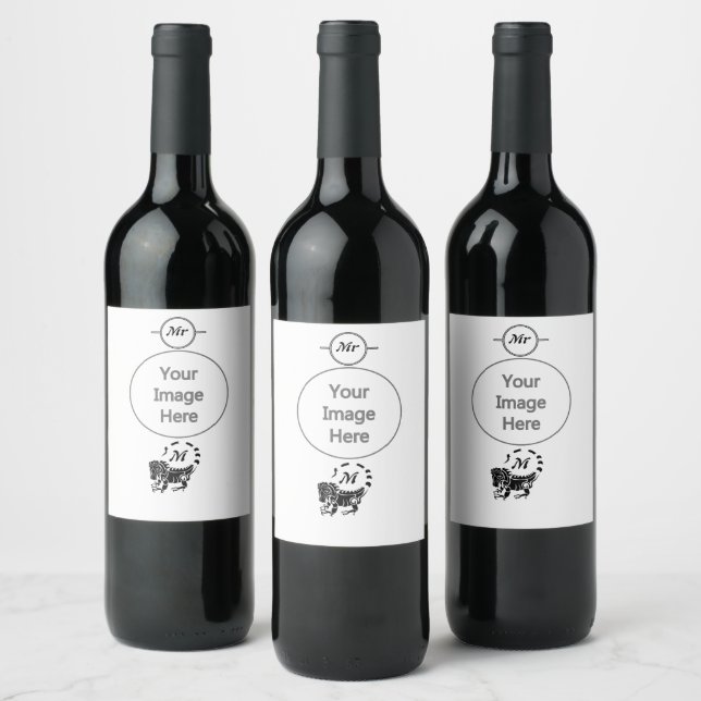 Étiquette Pour Bouteilles De Vin Iguane Monogramme Tribal (Bouteilles)