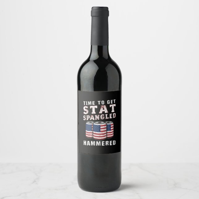 Étiquette Pour Bouteilles De Vin Il Est Temps D'Obtenir Star Spangled Hammered Beer (Devant)