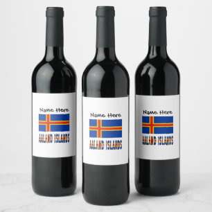 Étiquette Pour Bouteilles De Vin Îles Ashland Drapeau Ålander Personnalisé 