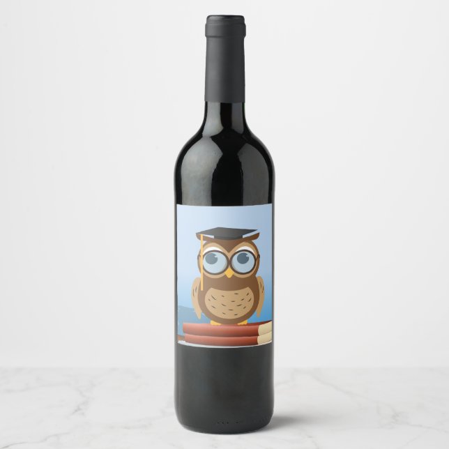 Étiquette Pour Bouteilles De Vin Illustration de hibou (Devant)