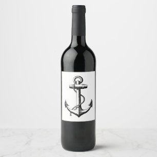 Étiquette Pour Bouteilles De Vin Illustration de l'Ancre nautique vintage