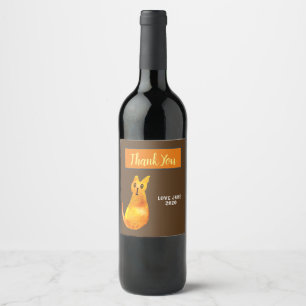Étiquette Pour Bouteilles De Vin Illustration de l'aquarelle mignonne du chat Ginge