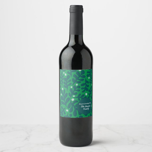 Étiquette Pour Bouteilles De Vin Illustration de Noël tirée à la main (Devant)