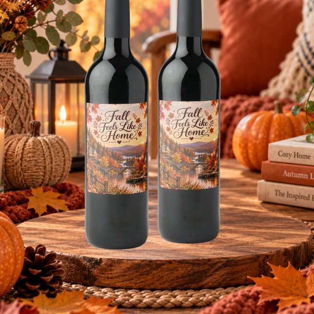 Étiquette Pour Bouteilles De Vin Illustration de sentiments rustiques d'automne com (Créateur téléchargé)