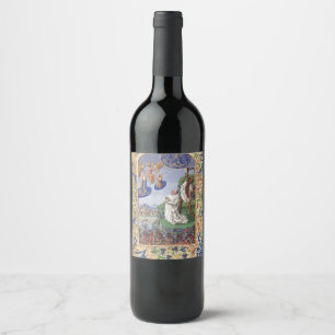 Étiquette Pour Bouteilles De Vin Illustration médiévale de saint Bernard de Clairva