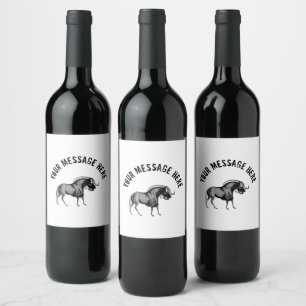 Étiquette Pour Bouteilles De Vin Illustration simple de Black Wildebeest