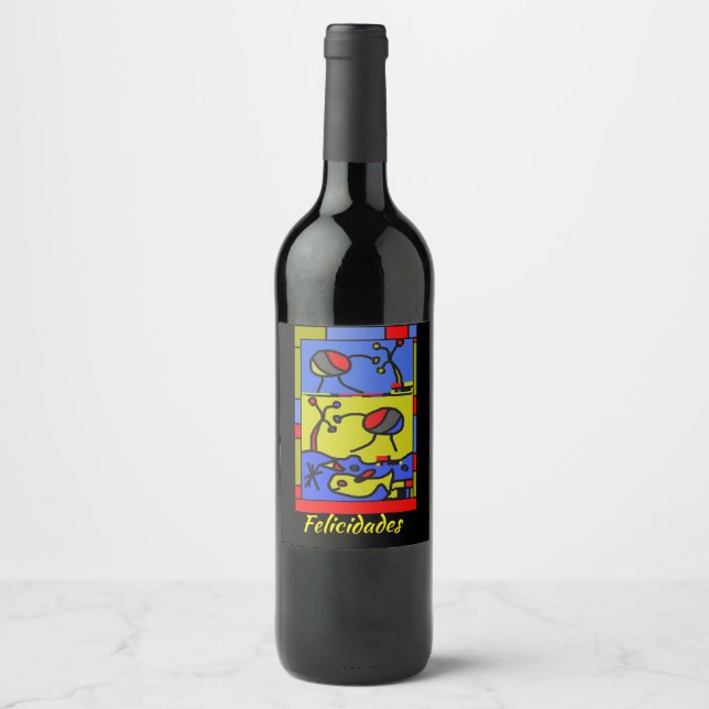 Étiquette Pour Bouteilles De Vin Image avec art moderne poisson (Devant)