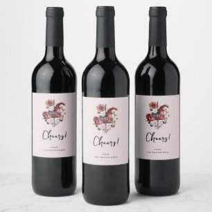 Étiquette Pour Bouteilles De Vin Image de cheval de carrousel fantaisiste qui fait