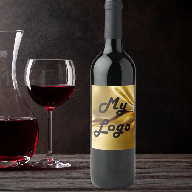 Étiquette Pour Bouteilles De Vin Image de logo fluide doré pour entreprise (Créateur téléchargé)