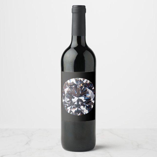 Étiquette Pour Bouteilles De Vin Image élégante de la gemme de diamant (Devant)