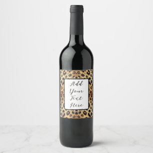 Étiquette Pour Bouteilles De Vin Imprimé guépard léopard noir or glamour scintillan