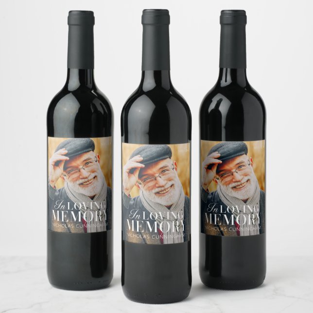 Étiquette Pour Bouteilles De Vin In Love Memory Modern Elegant Photo Memorial (Bouteilles)