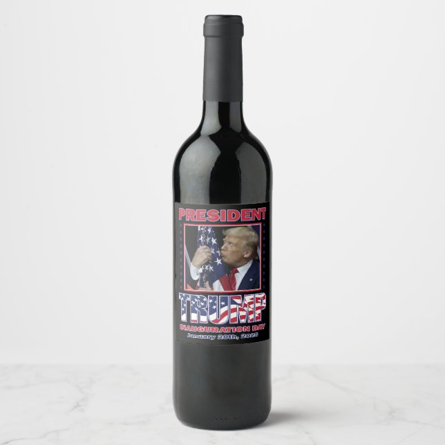 Étiquette Pour Bouteilles De Vin Inauguration du président Trump (Devant)