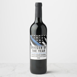 Étiquette Pour Bouteilles De Vin Indicateur de la ligne bleue mince de l'employé de