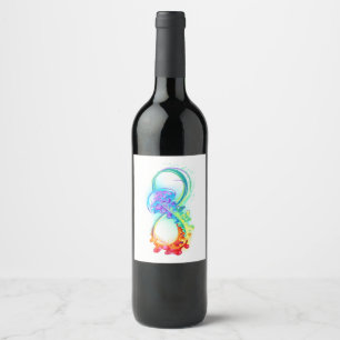 Étiquette Pour Bouteilles De Vin Infinity avec Rainbow Jellyfish