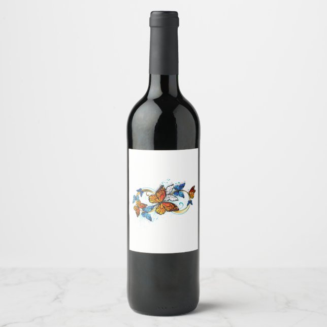Étiquette Pour Bouteilles De Vin Infinity of Monarch Butterflies (Devant)