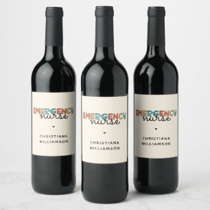 Étiquette Pour Bouteilles De Vin Infirmière d'urgence sur mesure infirmière infirmi