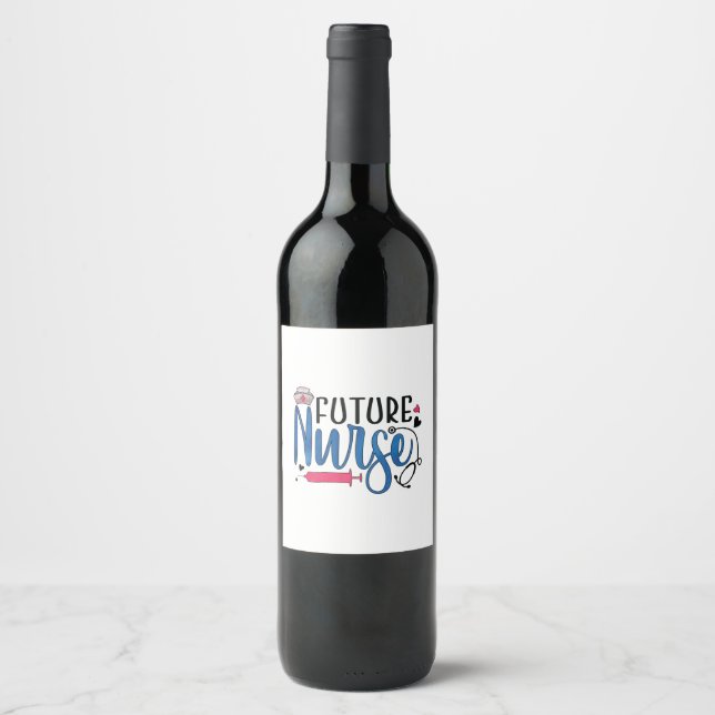 Étiquette Pour Bouteilles De Vin Infirmière Gift | Future Infirmière (Devant)
