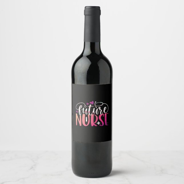 Étiquette Pour Bouteilles De Vin Infirmière Gift | Future Infirmière (Devant)