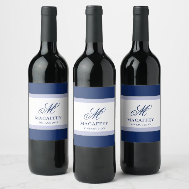Étiquette Pour Bouteilles De Vin Initiale de monogramme élégant (Bouteilles)