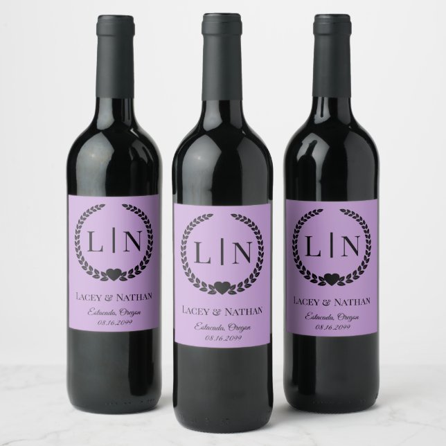 Étiquette Pour Bouteilles De Vin Initiales de monogramme minimaux de typographie él (Bouteilles)