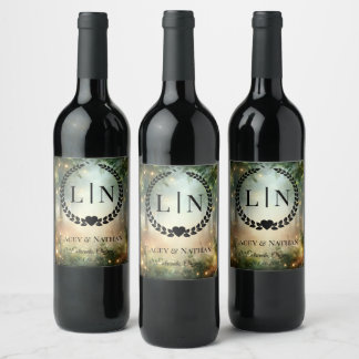 Étiquette Pour Bouteilles De Vin Initiales Monogramme Magique de la Prairie de la F