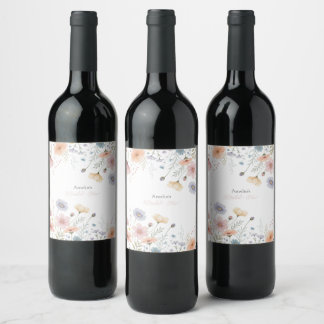 Étiquette Pour Bouteilles De Vin Invitation Florale de Thé de Mariage Jardin de Pri