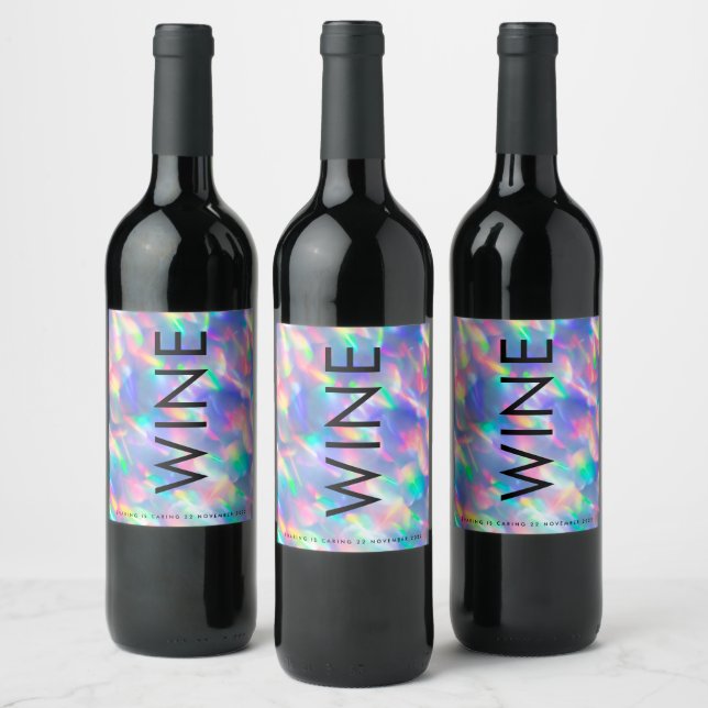 Étiquette Pour Bouteilles De Vin Iridescente Ultra Moderne Mariage Monogramme (Bouteilles)