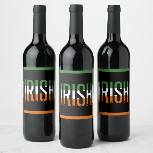 Étiquette Pour Bouteilles De Vin Irish St Patrick's Day Irlande Drapeau Shamrock Lu (Bouteilles)