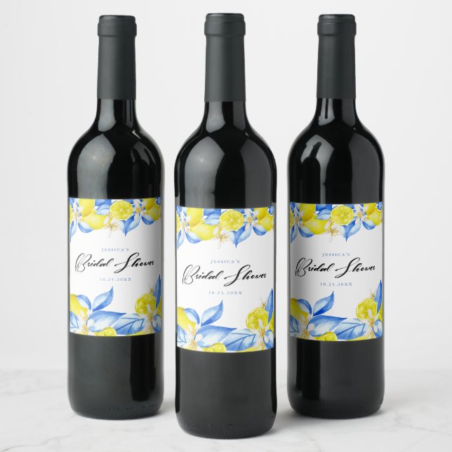 Étiquette Pour Bouteilles De Vin Italian Lemon Floral Fête de Mariage  (Bouteilles)