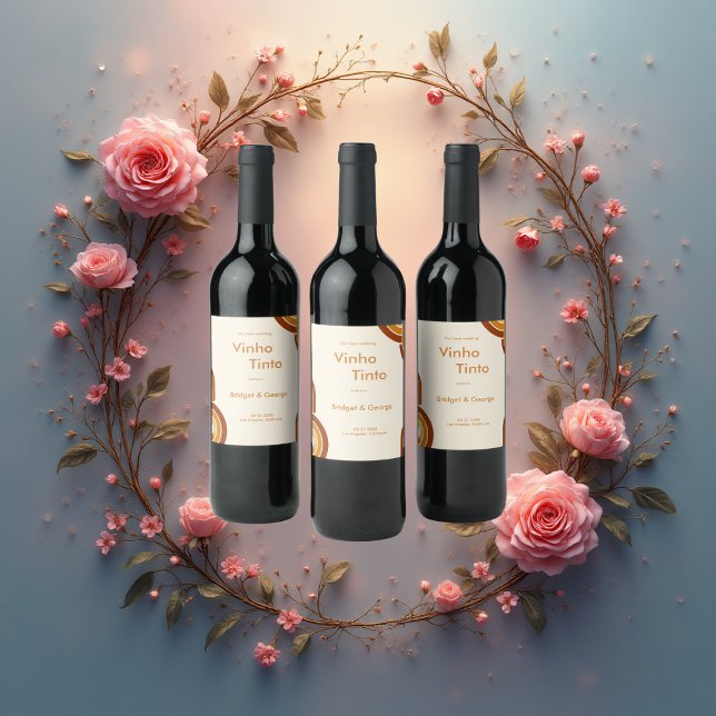 Étiquette Pour Bouteilles De Vin ivoire Bold Retro Mariage des années 1970 (Créateur téléchargé)