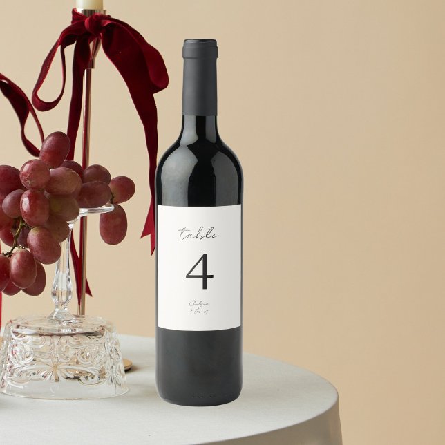 Étiquette Pour Bouteilles De Vin Ivoire | Chic B&W minimaliste Mariage (Créateur téléchargé)