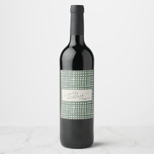 Étiquette Pour Bouteilles De Vin Ivoire sage vert Noël dessiné à la main