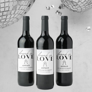 Étiquette Pour Bouteilles De Vin Ivre d'Amour Paillettes Enterrement de Vie de Jeun