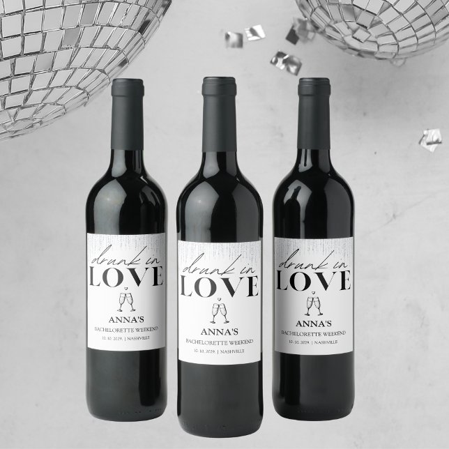 Étiquette Pour Bouteilles De Vin Ivre d'amour Paillettes Enterrement de vie de jeun (Créateur téléchargé)