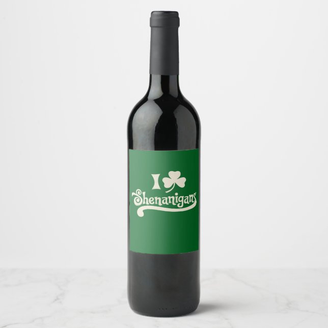 Étiquette Pour Bouteilles De Vin J'adore les Clover Shamrock St Patrick's (Devant)