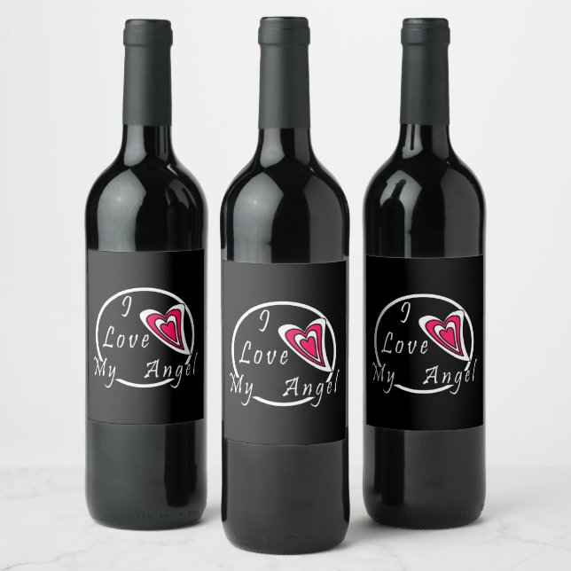 Étiquette Pour Bouteilles De Vin J'aime mon Ange (Bouteilles)