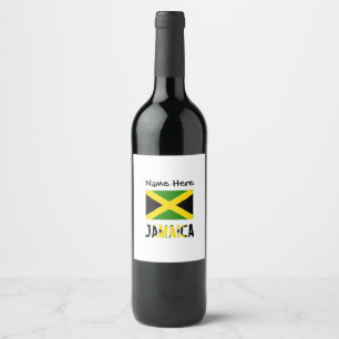 Étiquette Pour Bouteilles De Vin Jamaïque et drapeau jamaïcain avec votre nom