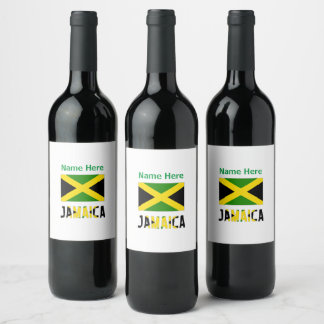 Étiquette Pour Bouteilles De Vin Jamaïque et drapeau jamaïcain personnalisés