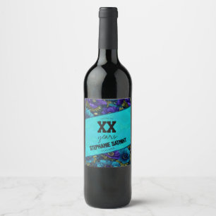 Étiquette Pour Bouteilles De Vin Jardin d'anémones Cadeau d'anniversaire adulte pou