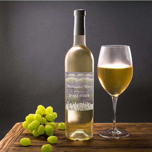 Étiquette Pour Bouteilles De Vin Jardin de lavande Personnalisé Floral (In Situ Glass of Wine)