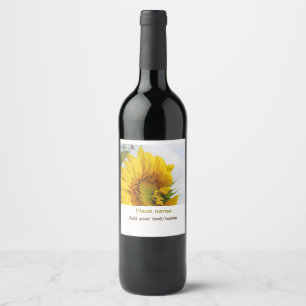Étiquette Pour Bouteilles De Vin Jardin de tournesol jaune ajouter photo nom du tex