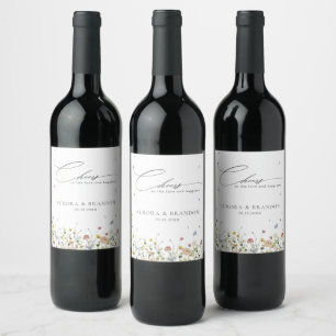 Étiquette Pour Bouteilles De Vin Jardin Fleur sauvage de printemps Floral minimalis
