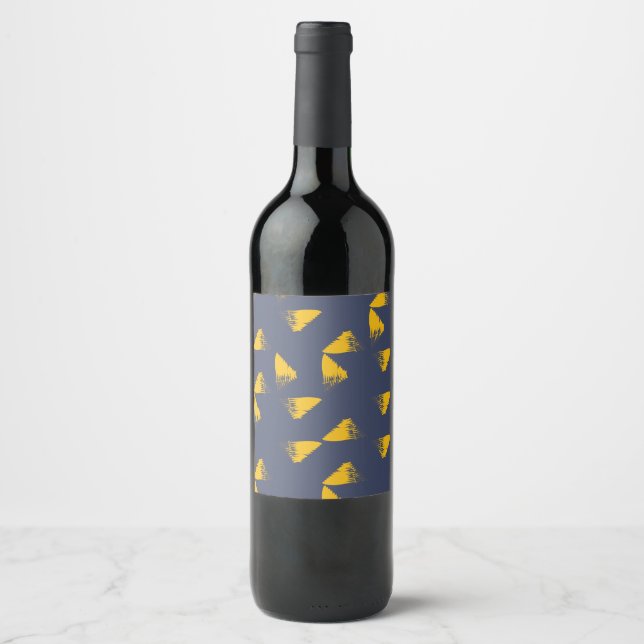 Étiquette Pour Bouteilles De Vin Jaune, cool, unique, triangles tendance (Devant)